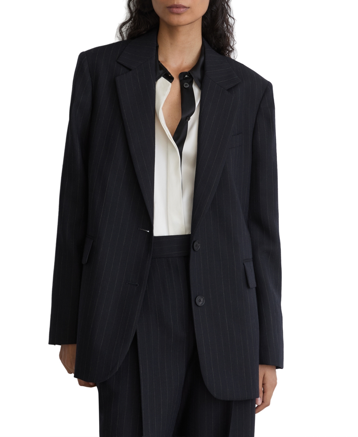Reiss Women's Beck Wool Pinstripe Single-Breasted Relaxed-Fit Suit Blazer - Navy