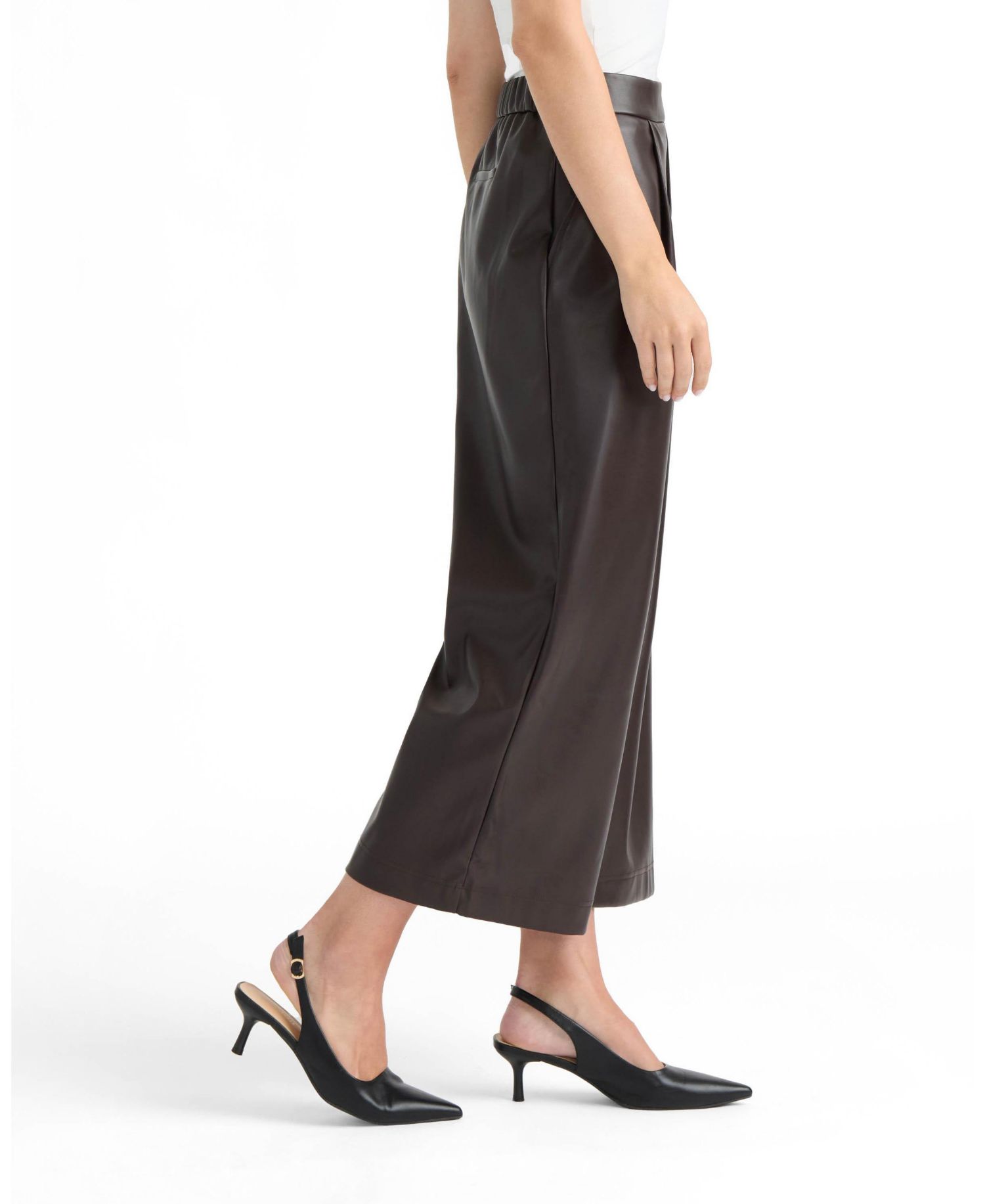Women's Leather Pleated Culottes