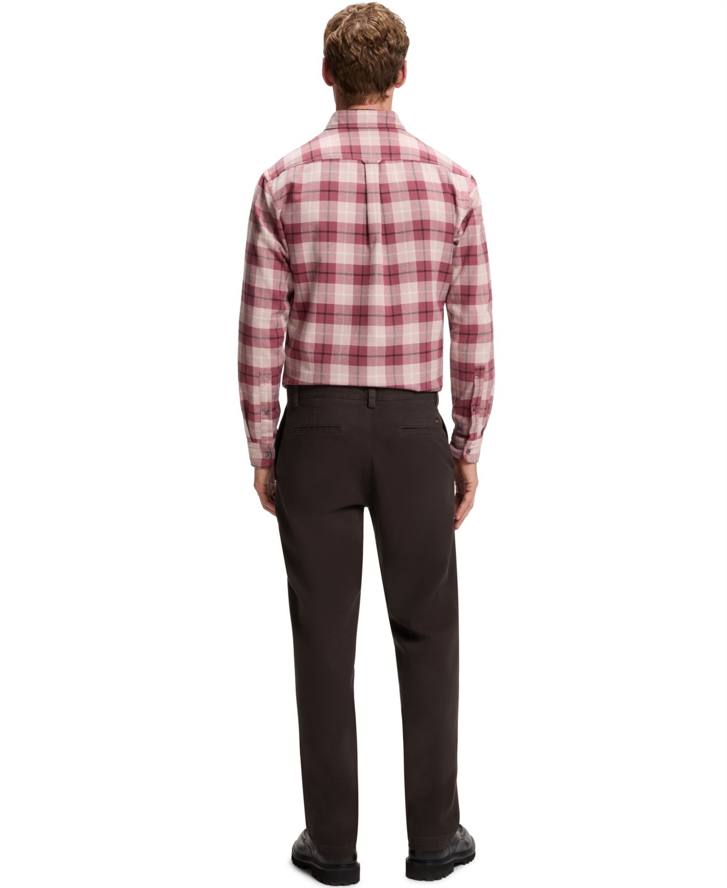 Мужские брюки Hugo Boss Slim-Fit Stretch Straight-Leg Cotton-Blend Chino, цвет: Тёмный коричневый — фото 2