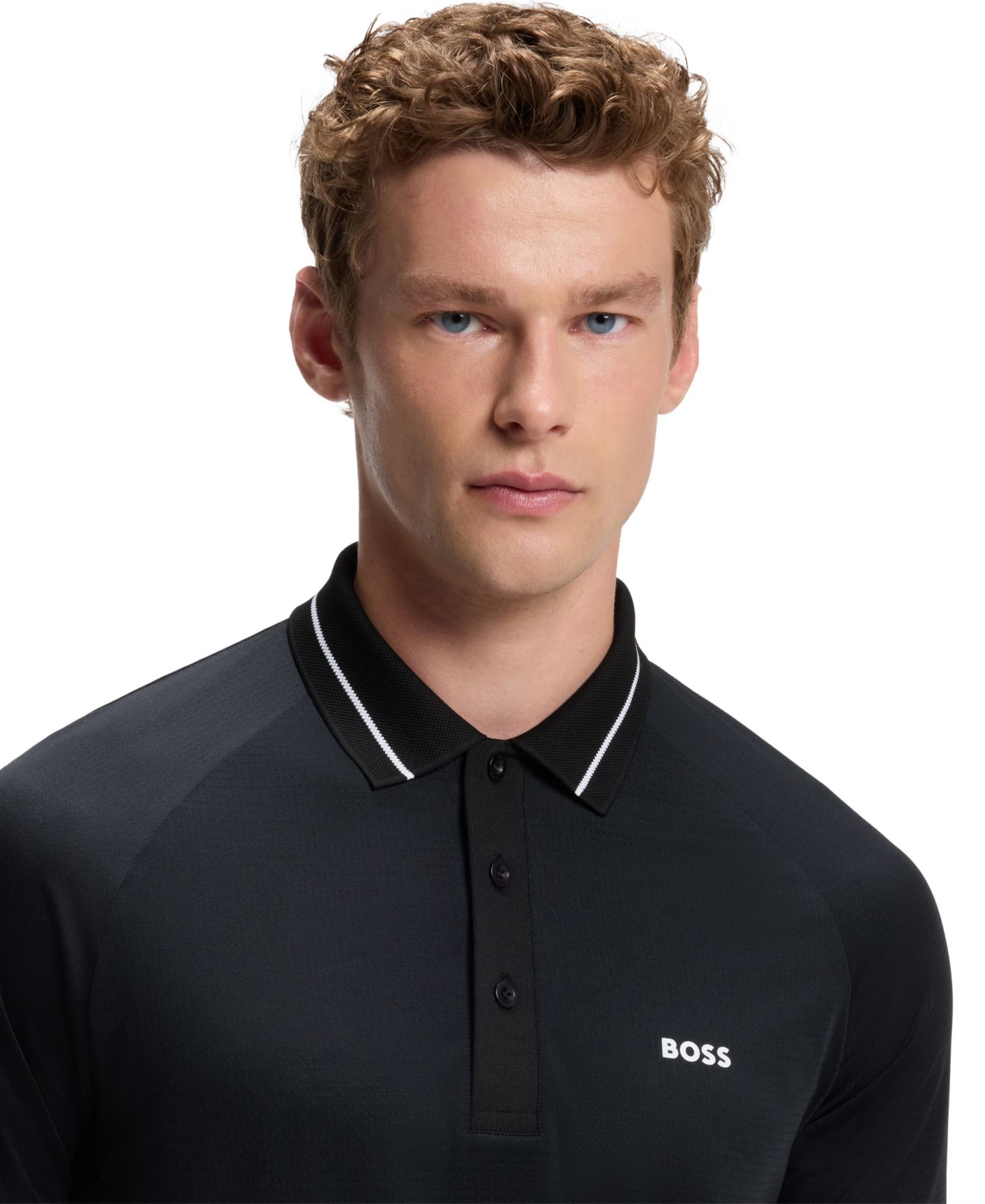 Мужское поло Hugo Boss Active Contrast Logo Slim-Fit Polo Shirt, цвет: Чёрный — фото 5