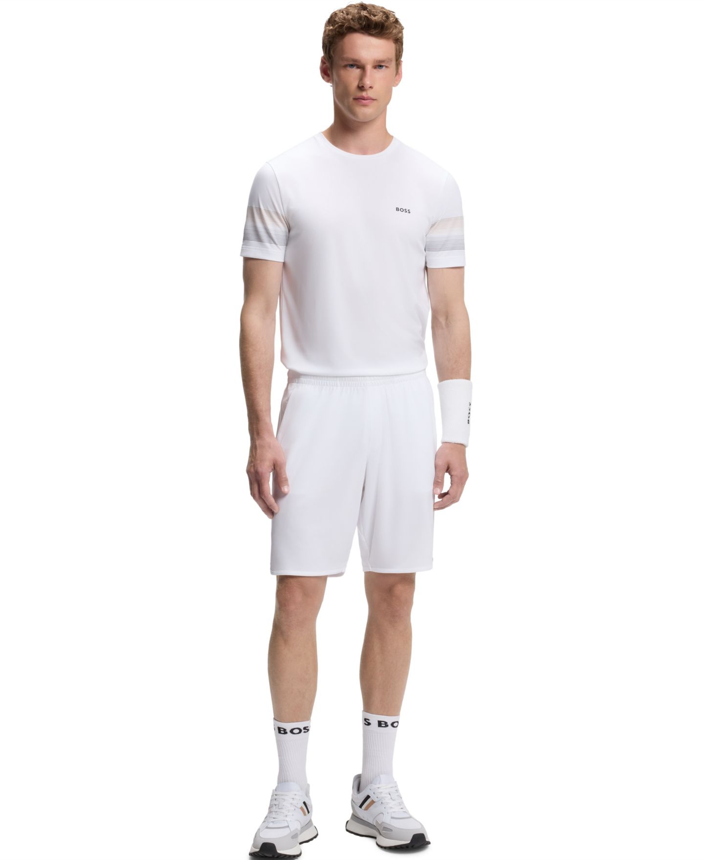 Мужская футболка Hugo Boss BOSS by Court 2 Slim-Fit Logo, цвет: Белый — фото 4