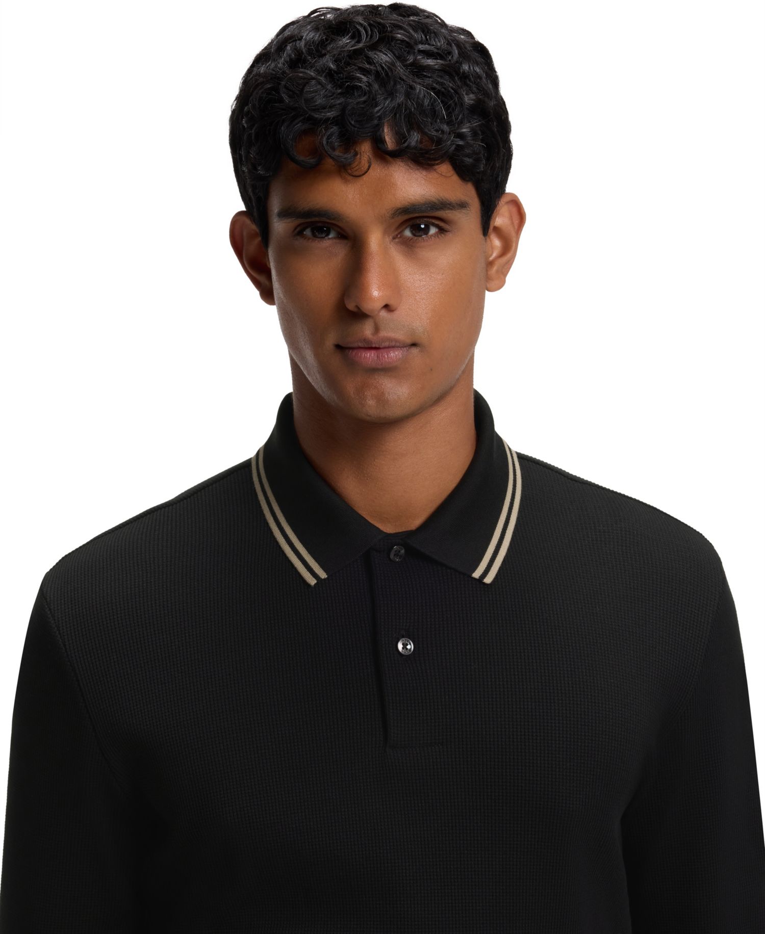 Men's H-Pittman 10 Waffle-Structure Stretch Long-Sleeve Polo Shirt