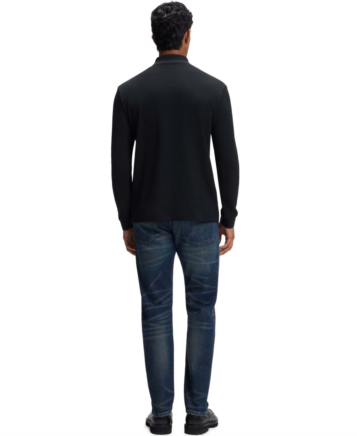Men's H-Pittman 10 Stretch Long-Sleeve Waffle-Knit Polo Shirt