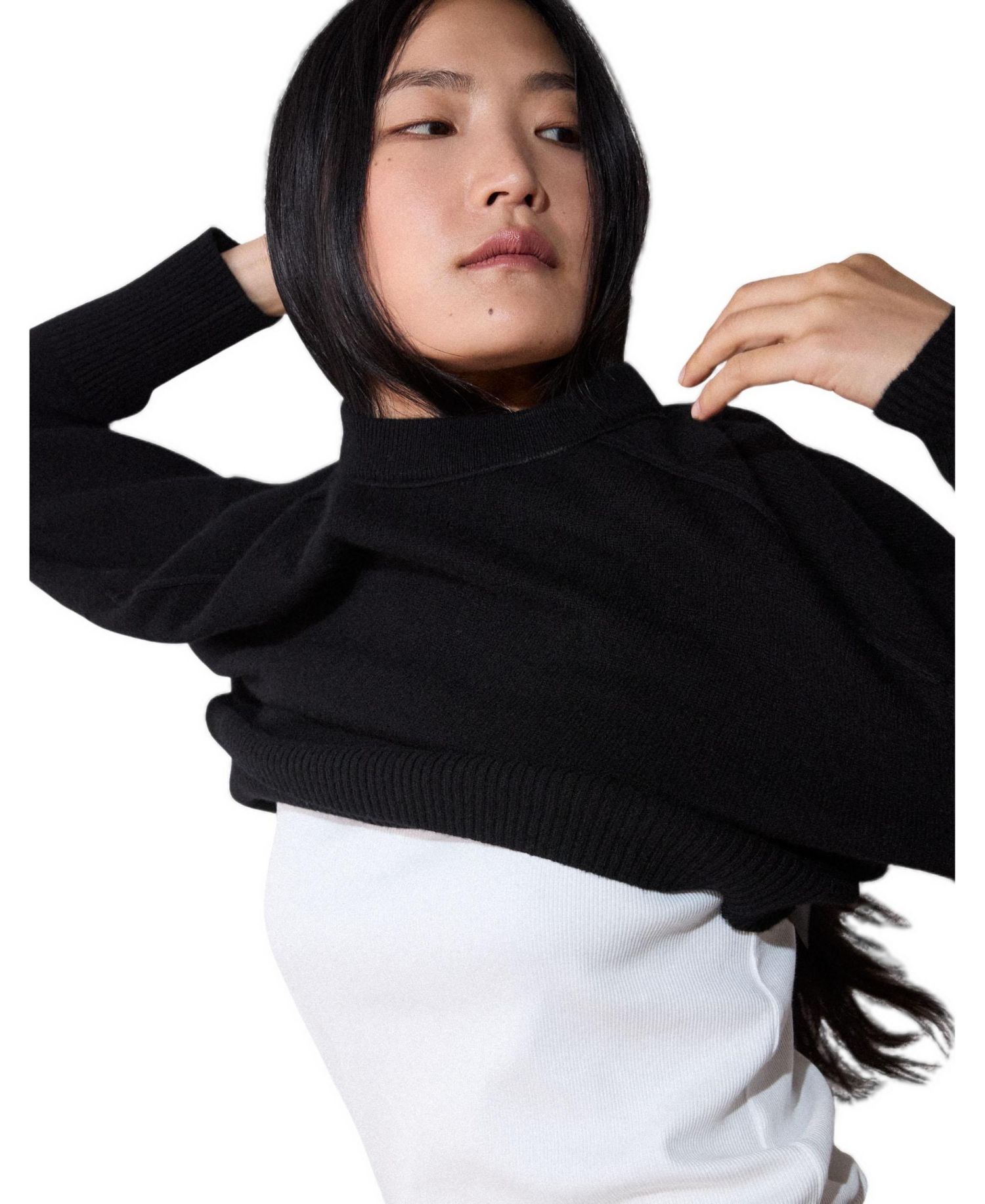 Women's Sculpted-Seam Crewneck Cashmere Sweater