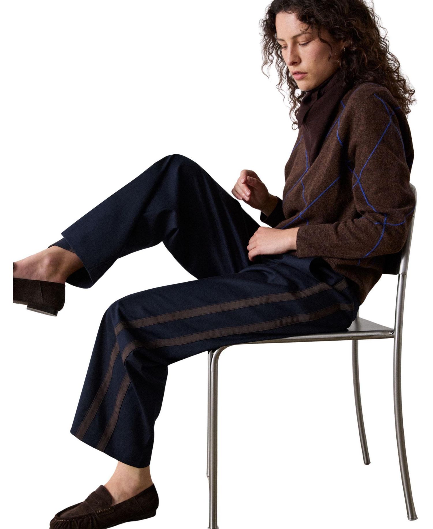 Women's Mid-Rise Side-Stripe Straight Trousers