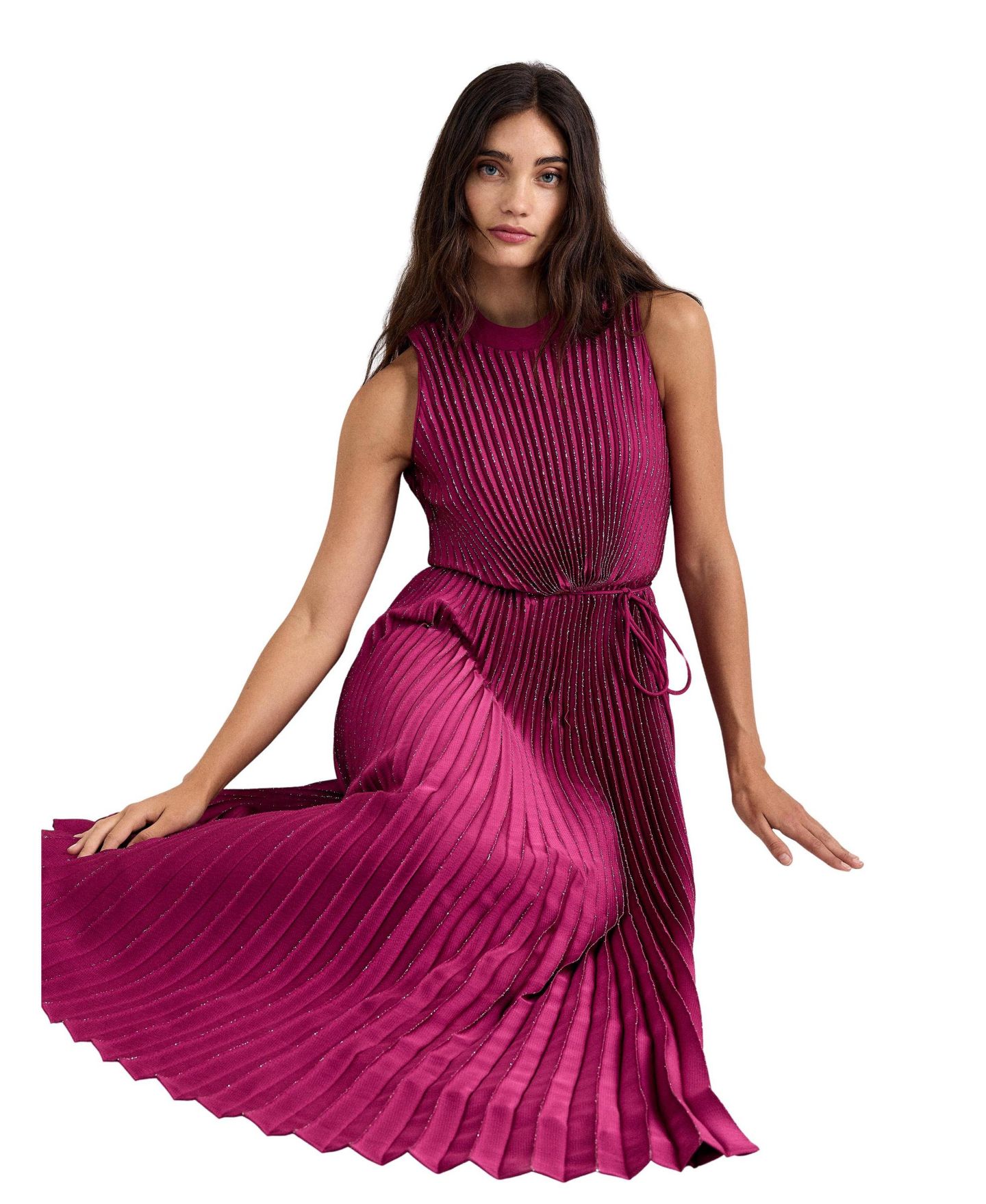 Женское платье Phase Eight Simara Pleated A-Line Midi, цвет: Фуксия — фото 5