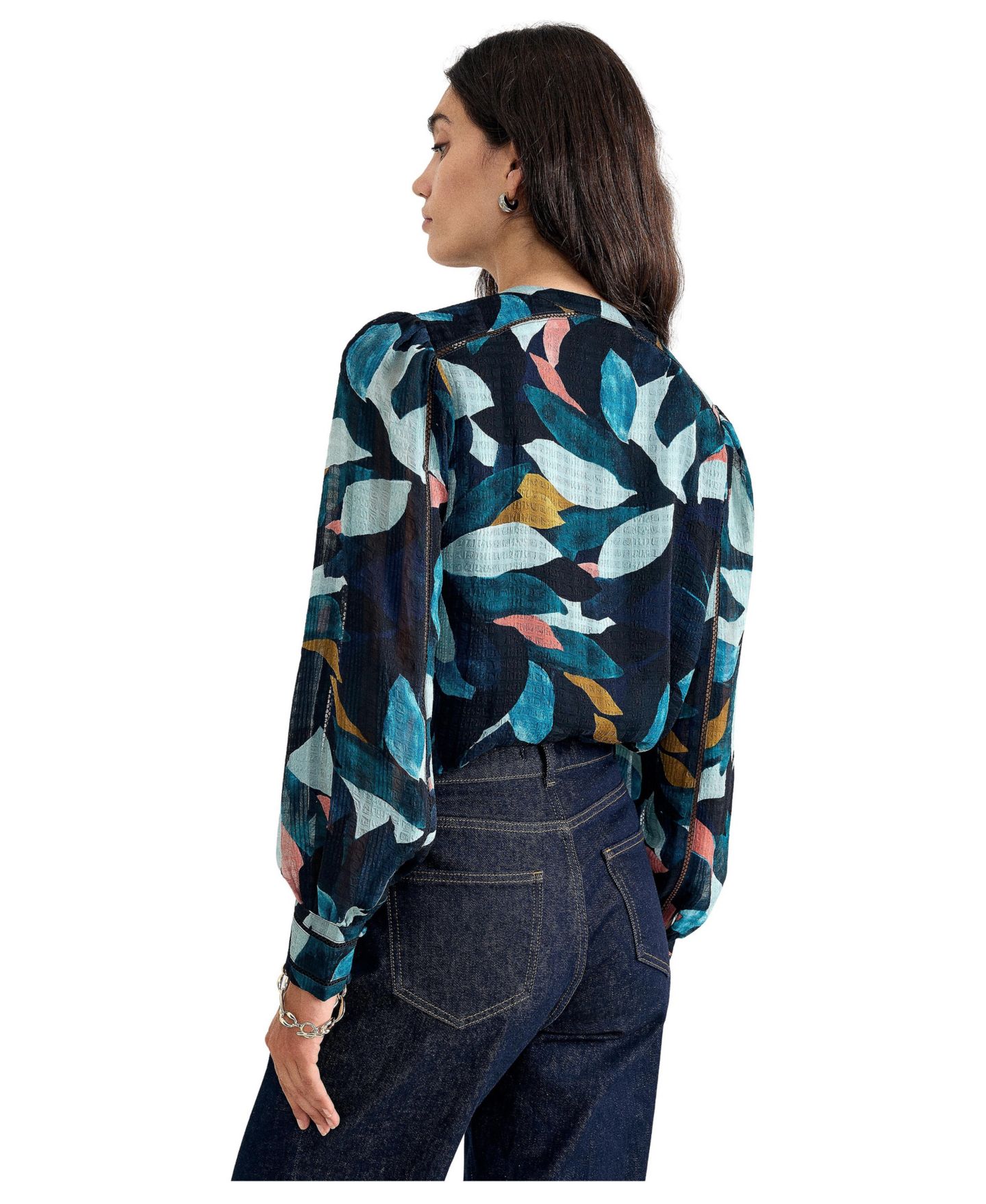 Женская блузка Phase Eight Lyla Abstract Petal Print Ladder-Lace, цвет: Разноцветный — фото 3