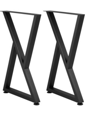 Set of 2 Z-Shape Metal Table Legs with Adjustable Feet and Floor Protectors