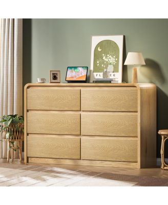 6-Drawer Modern Fluted Wood Dresser and Closet Organizer