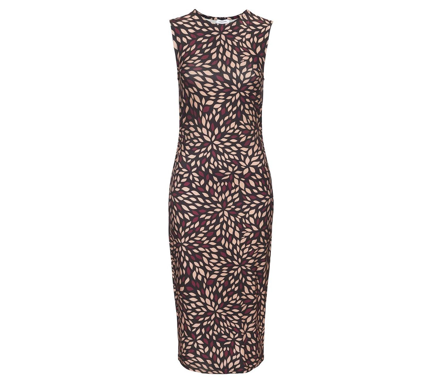 Women's Printed High Neck Fitted Everyday Comfort Midi Dress