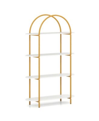4-Tier Arched Open Bookcase with Metal Frame