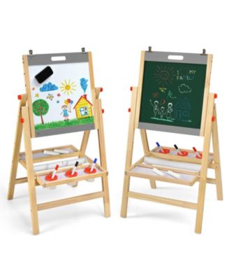 Adjustable Kids' Art Easel with Whiteboard, Chalkboard and Paper Roll