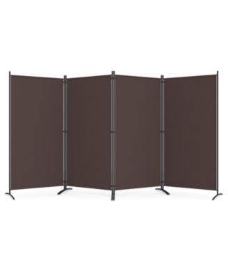 4 Panel Room Divider 6 Feet Tall Folding Privacy Screen with Curved Metal Feet
