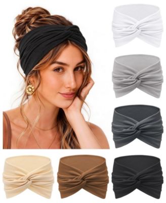 Wide Non-Slip Boho Headbands, 6-Pack