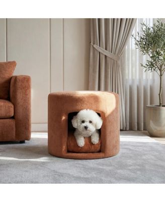 Pet-Friendly Ottoman with Hidden Pet Nook and Removable Cushion