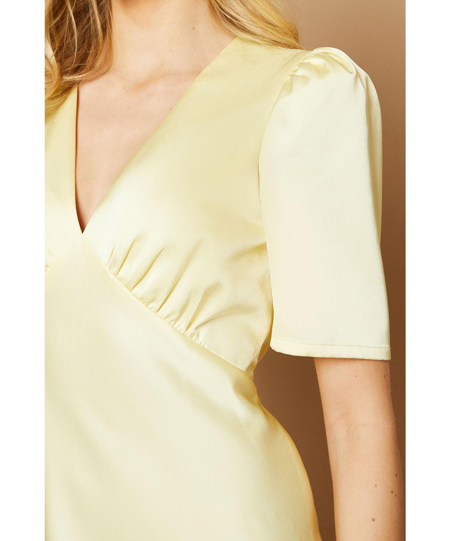 Women's Satin V-Neck Midi Dress