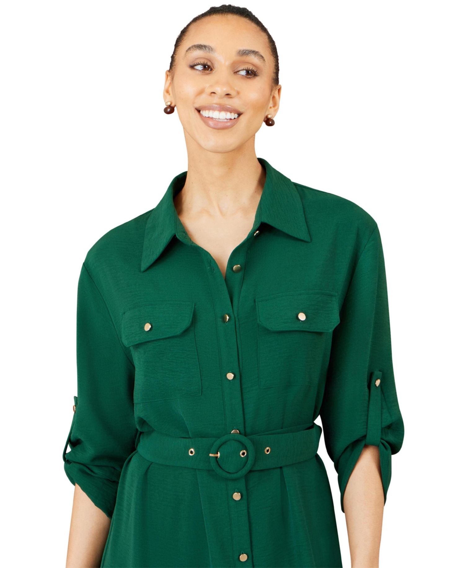 Women's Stretch Midi Shirt Dress