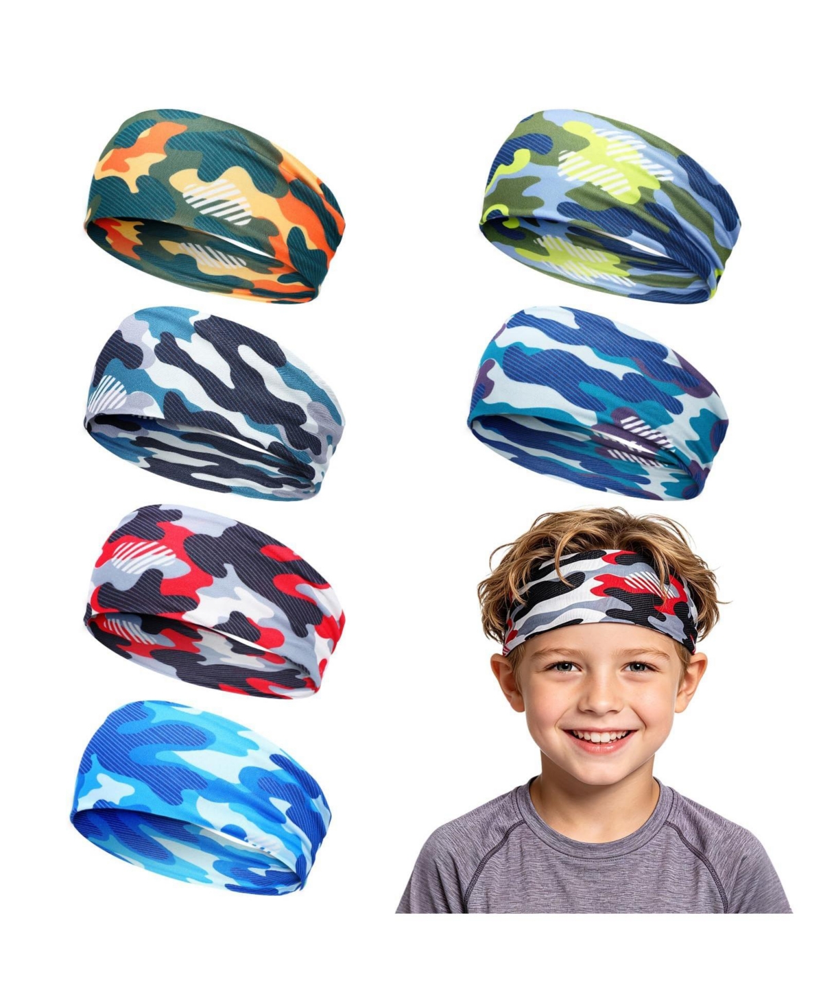 Furlihong Kids' Sports Elastic Headbands, 6-Pack