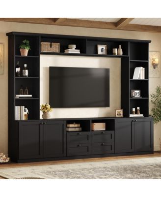 Farmhouse 70" Entertainment Center Wall Unit with Bridge and 4 Drawers