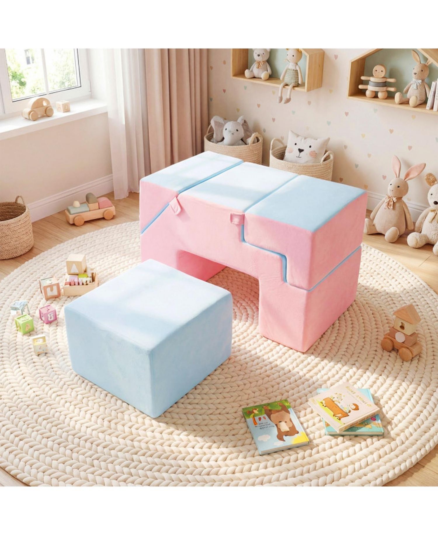 4-in-1 Foam Climbing Blocks Slide Soft Play Set