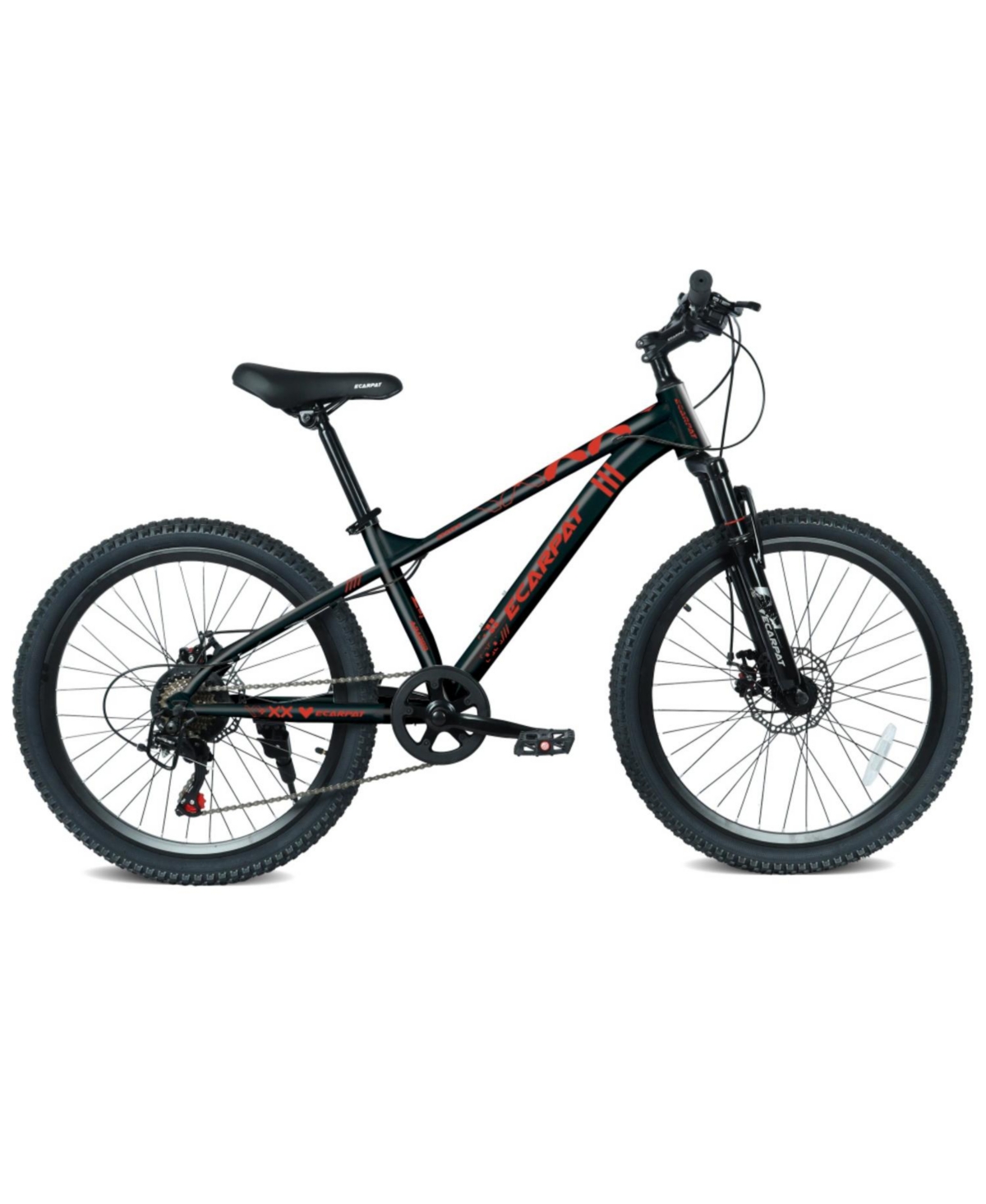 ECHTPeak 24 Inch 21 Speed Mountain Bike,Adult Bicycle with Front Suspension,Dual Disc Brakes,Steel Frame,Non-Slip Tires for Outdoor Cycling