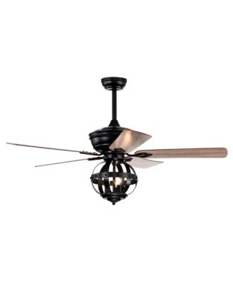 52" Indoor Black Caged Ceiling Fan with Light Kit and Remote