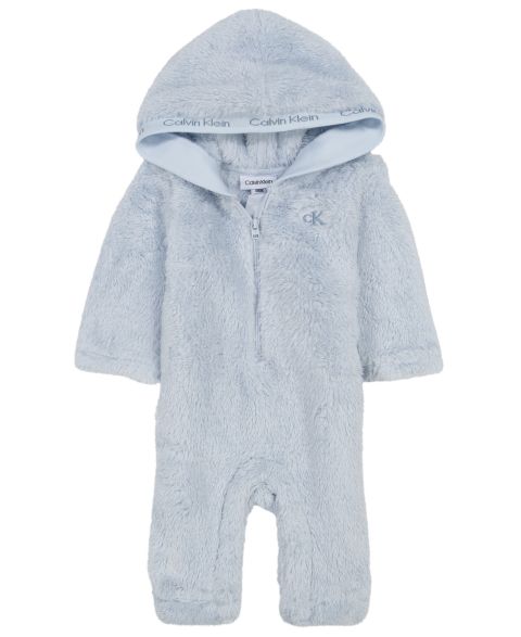 Комбинезон Calvin Klein Hooded Sherpa Long-Sleeve Coverall для мальчиков-малышей, цвет: Светлый синий