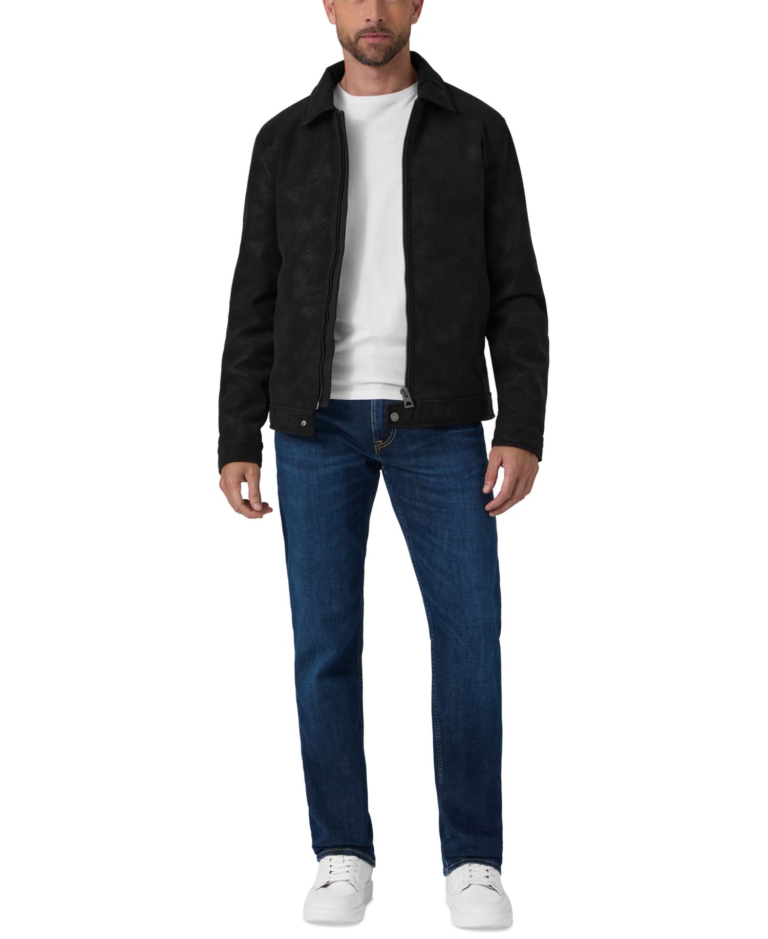 Men's Monogram Faux Leather Zip-Front Jacket