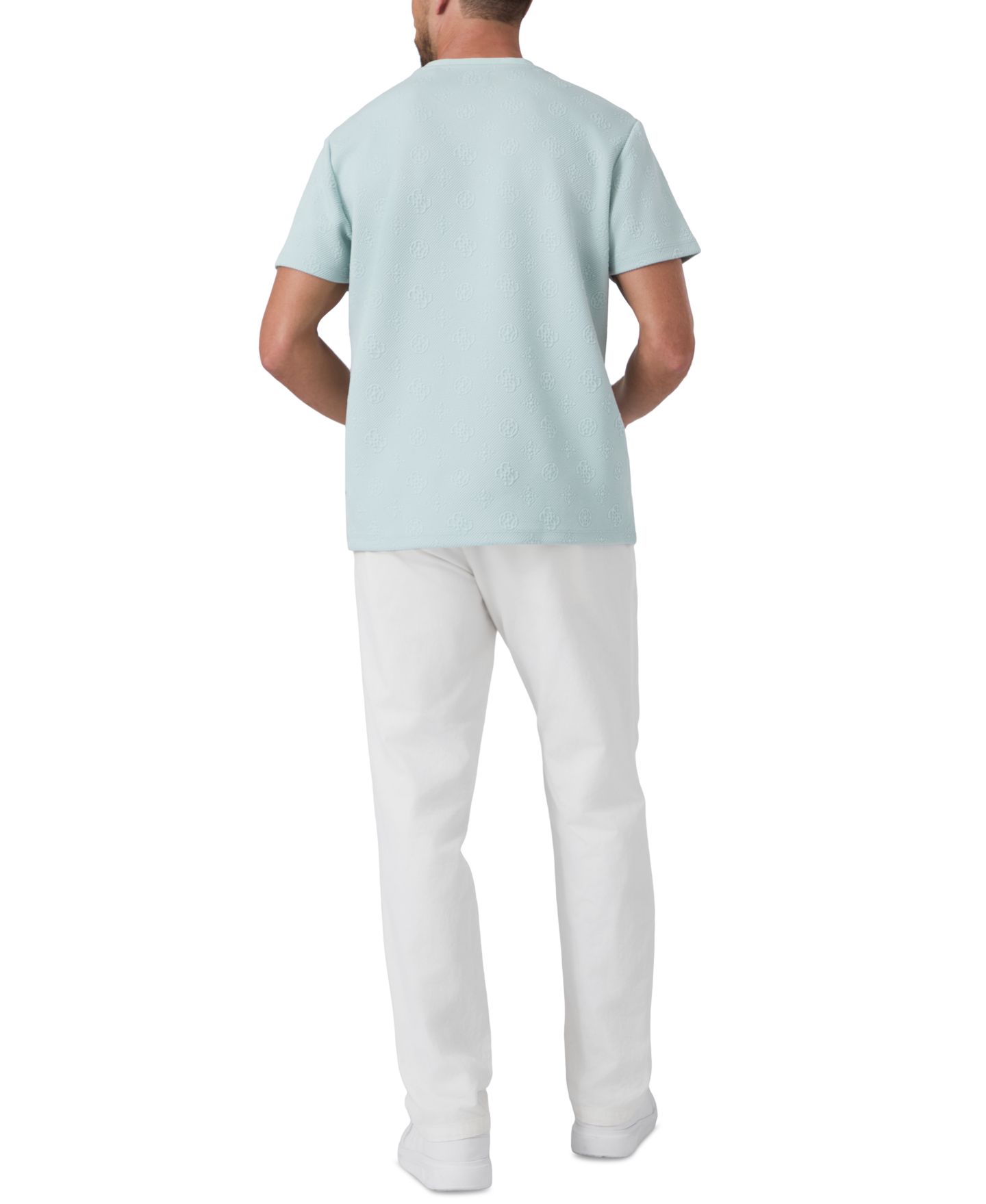 Мужская футболка GUESS Rover Twill Knit Short-Sleeve Allover Monogram, цвет: Пионовый мятный — фото 5