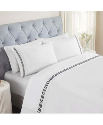Harrison Cotton Greek Key Embroidered Deep Pocket Bed Sheet Set, California King