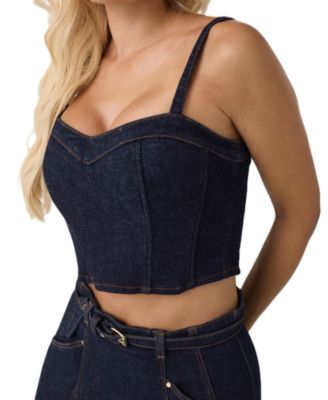 Women's Zoey Denim Crop Sweetheart Bustier Top