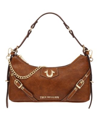 Women's Horseshoe Hardware Belt Detail Baguette Shoulder Bag