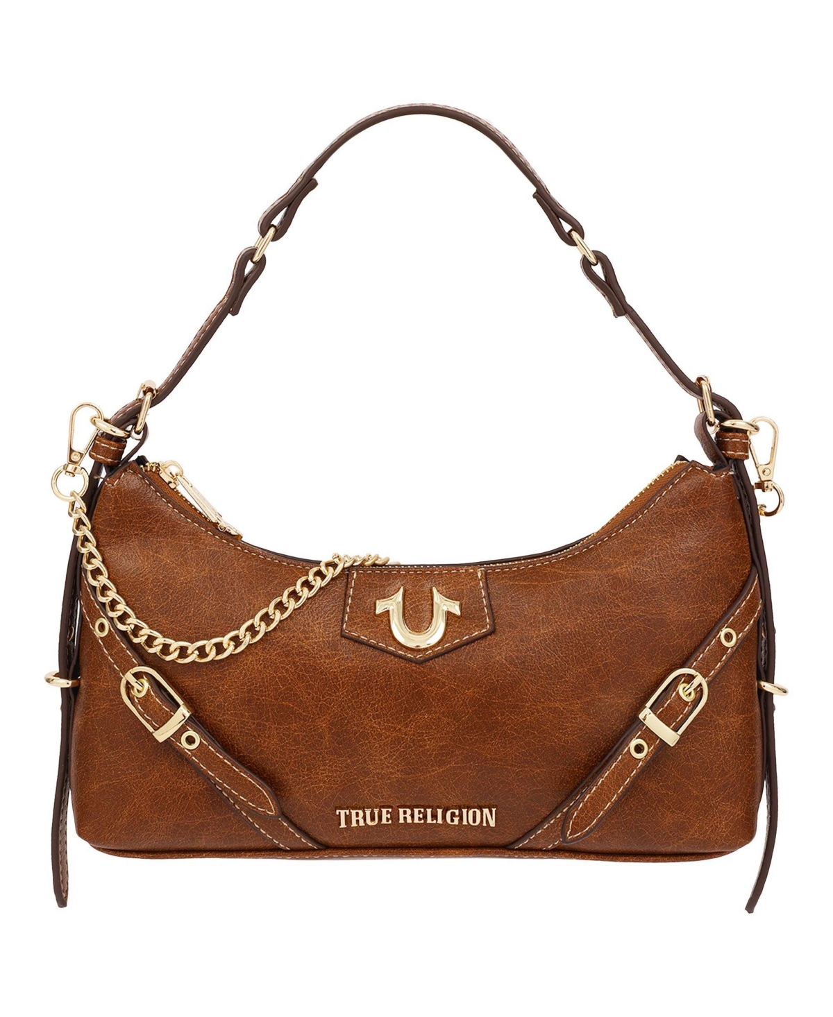 True Religion Women's Horseshoe Hardware Belt Detail Baguette Shoulder Bag