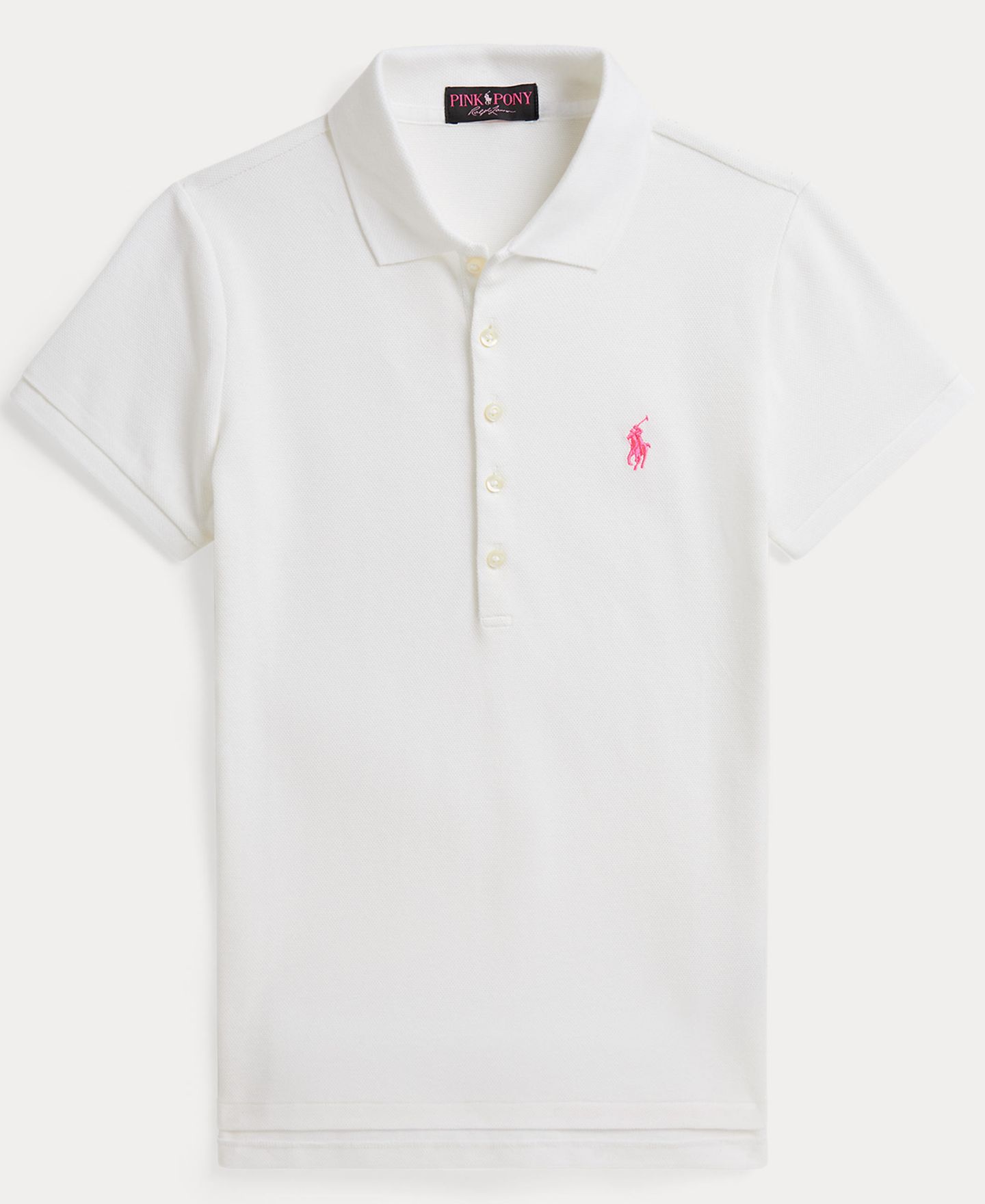 Женская приталенная стретч-рубашка поло Polo Ralph Lauren Pink Pony, цвет: Белый — фото 6
