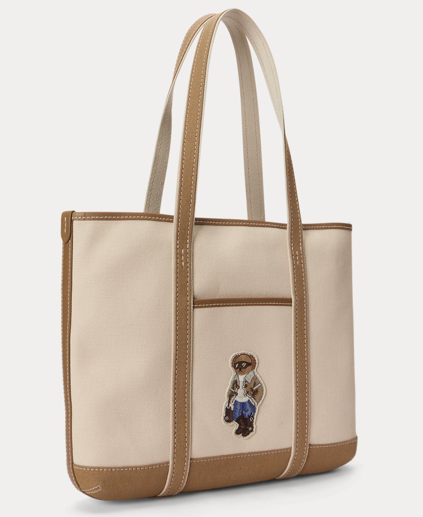 Женская сумка Polo Ralph Lauren Bear Small Shopper Tote, цвет: Экрю / Рыжевато-коричневый — фото 2