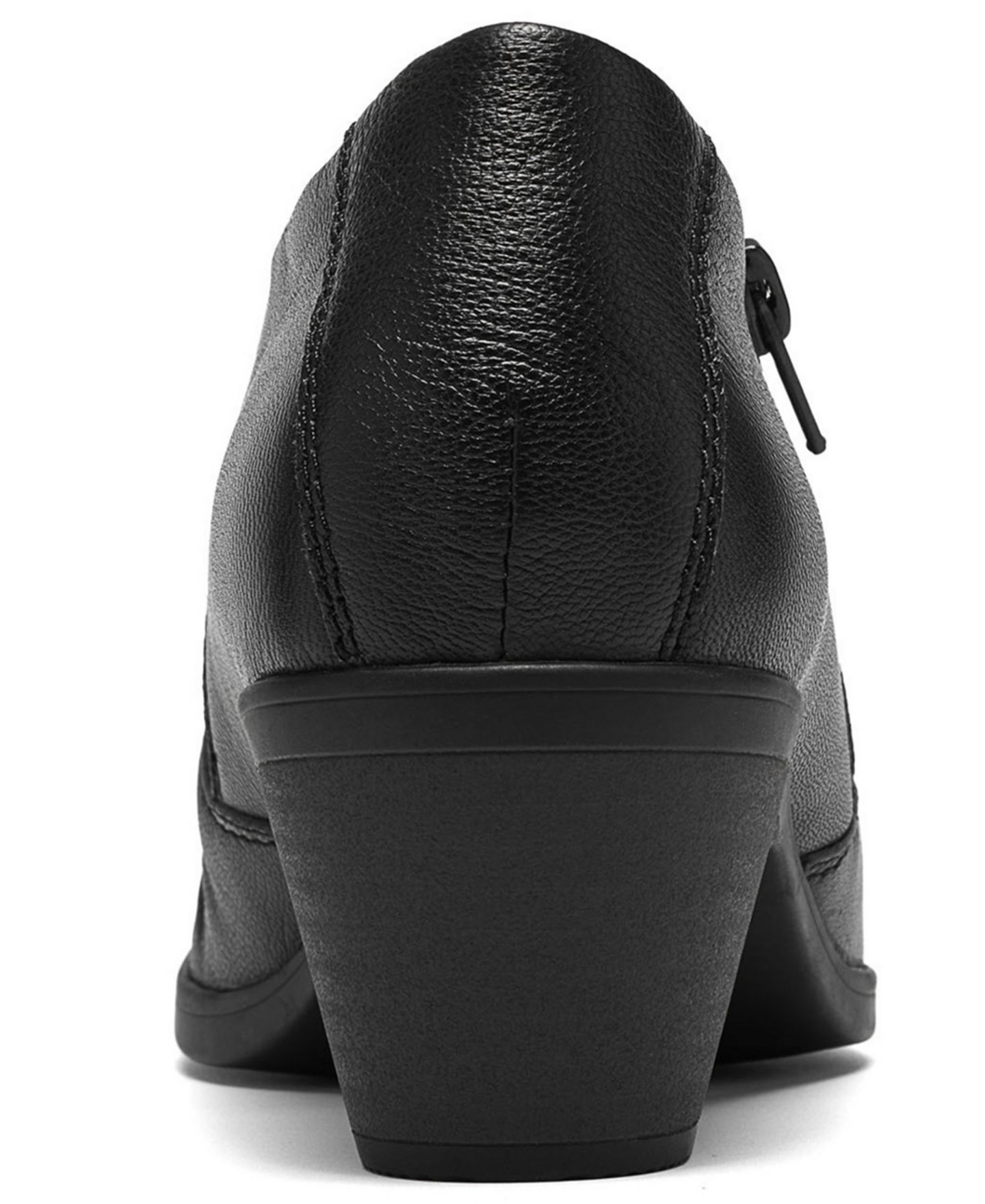 Женские туфли Clarks Emily2 Vine Round Toe Block Heel Ruched Shooties, цвет: Чёрный кожаный — фото 3