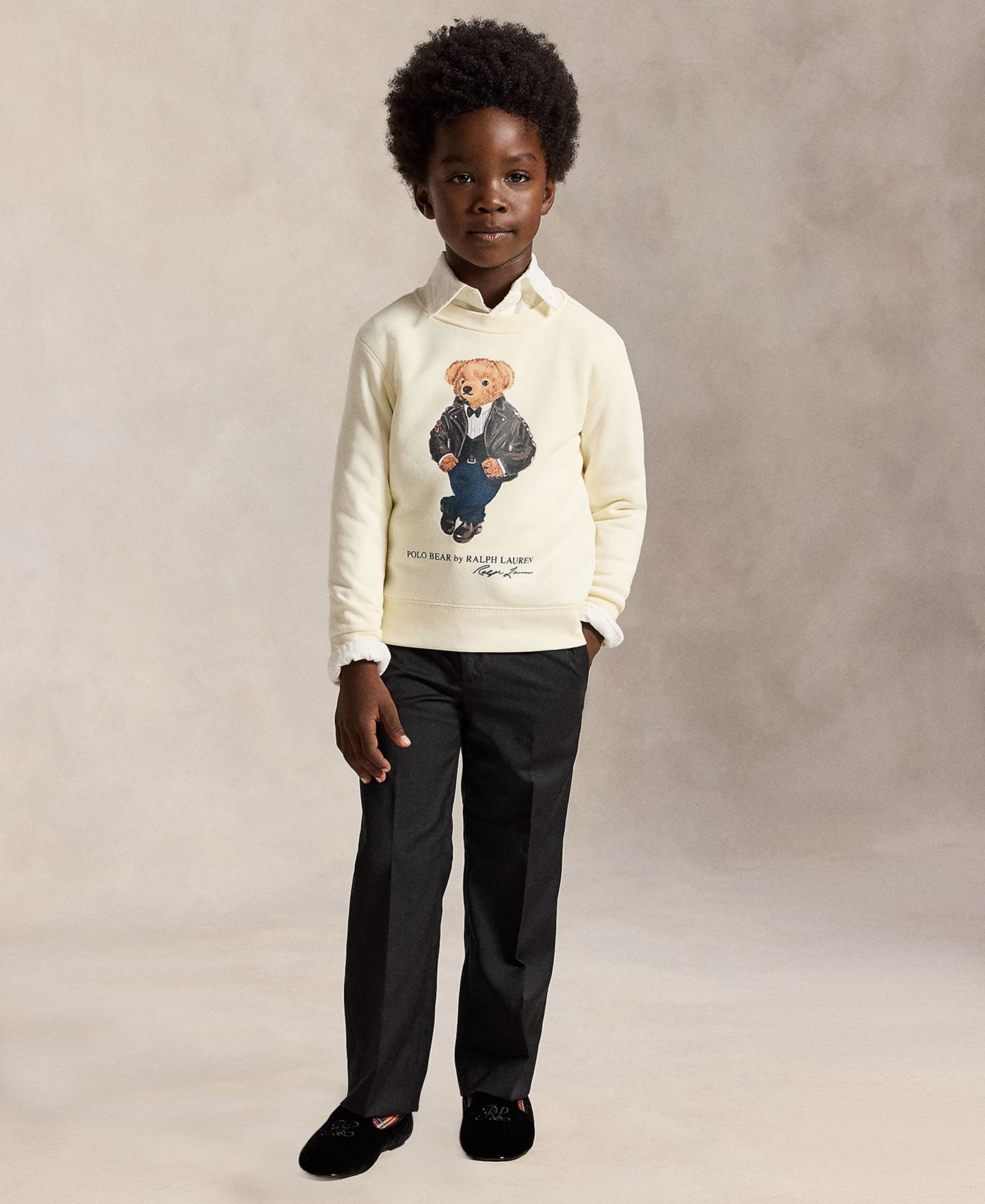 Детский флисовый свитшот Polo Ralph Lauren Polo Bear для мальчиков 2T-7, цвет: Кремовый — фото 2