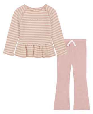 Baby Girls' Long-Sleeve Striped Flared-Leg Top and Flare Pants, 2-Piece Set