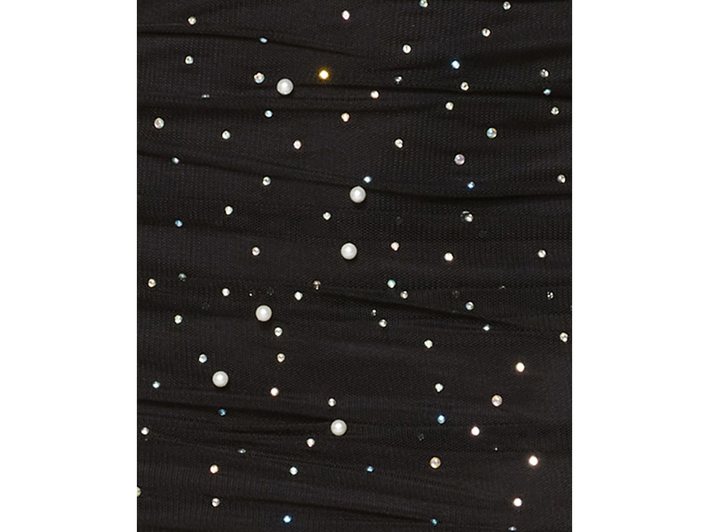 Женское платье B Darlin Juniors' Mock Neck Long-Sleeve Imitation Pearl and Stone Embellishments Mini, цвет: Чёрный / Жемчужный — фото 5