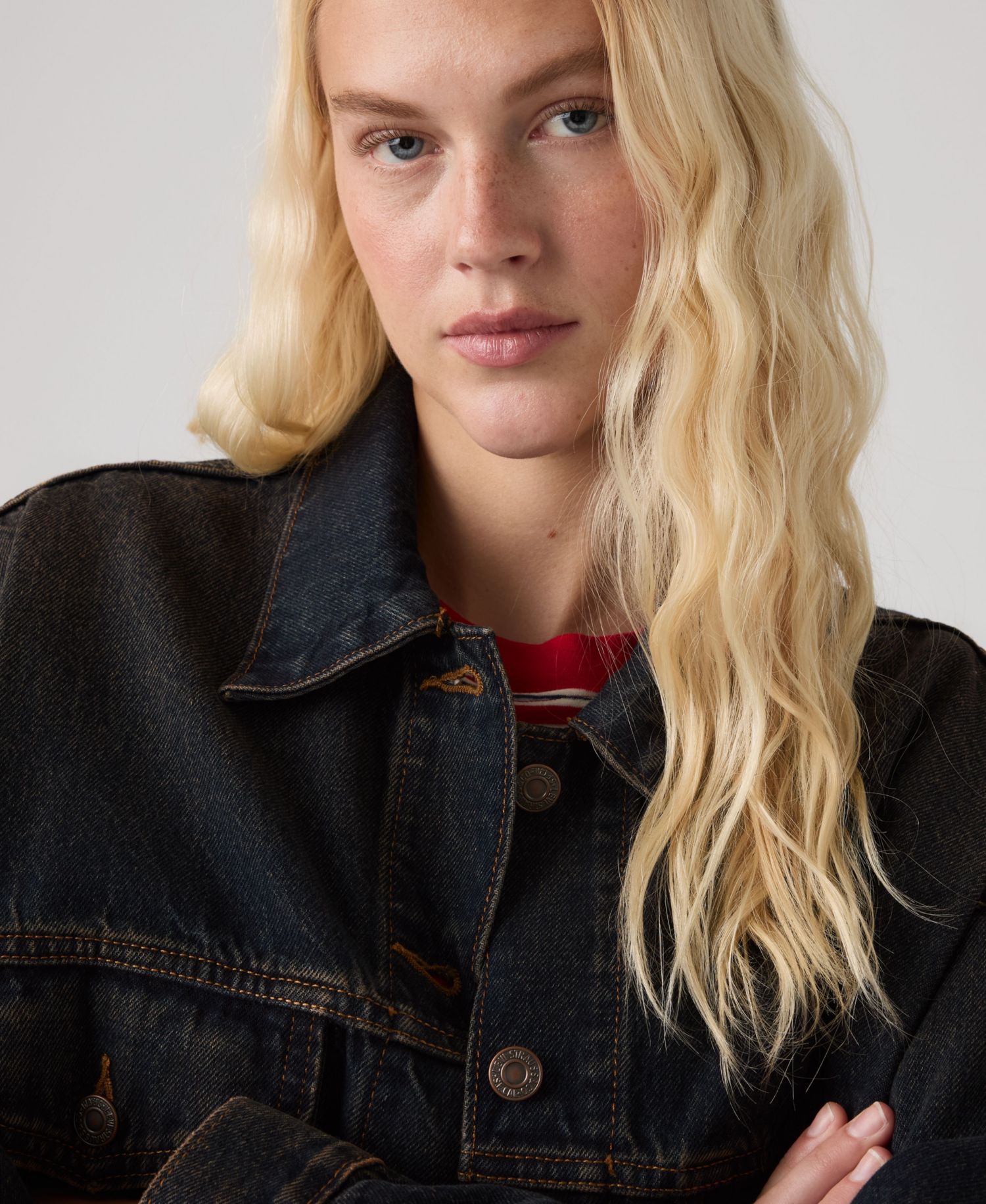 Plus Size '90s Cotton Denim Trucker Jacket