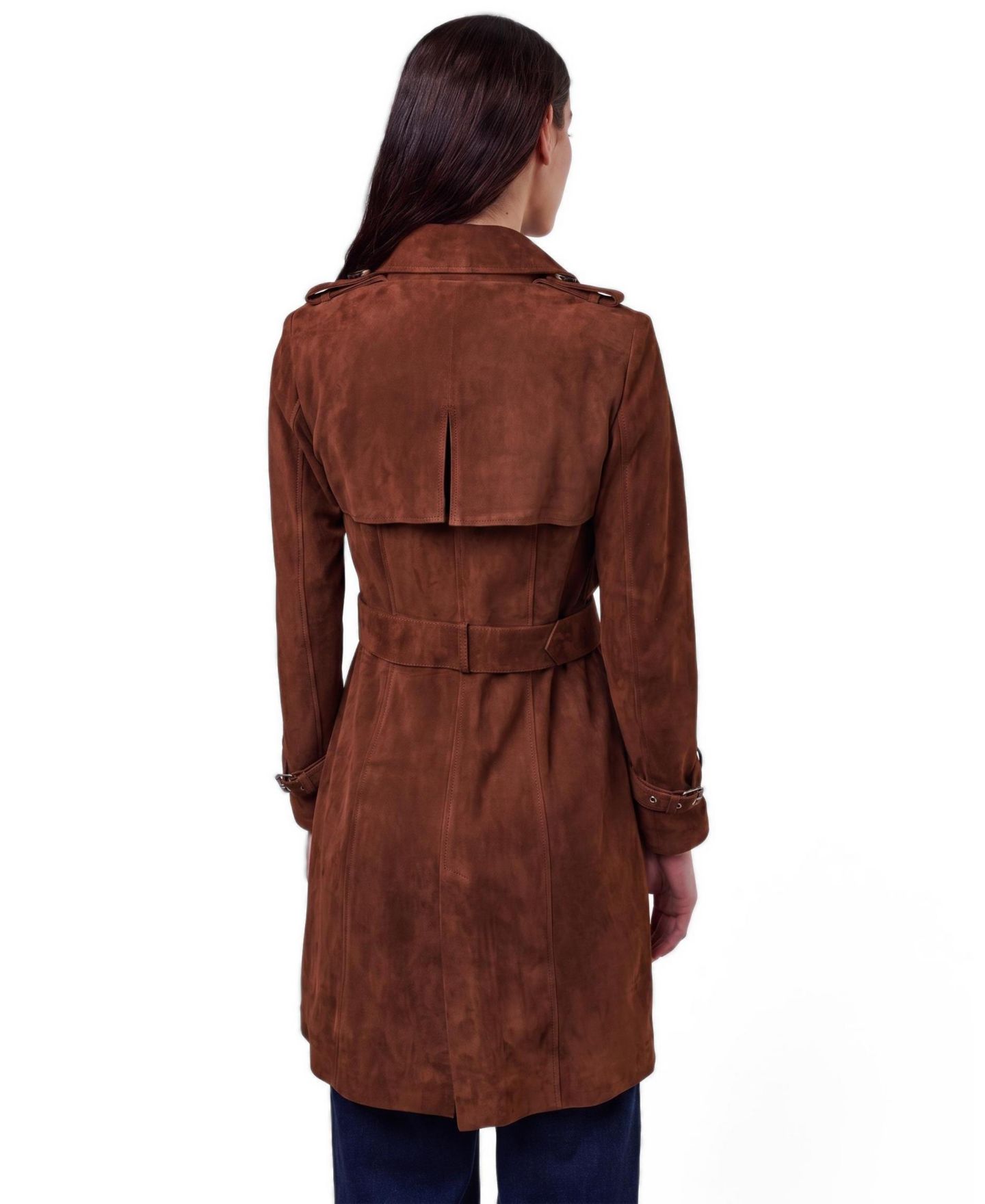 Женское пальто Furniq UK Leather Trench, цвет: Каштановый — фото 2