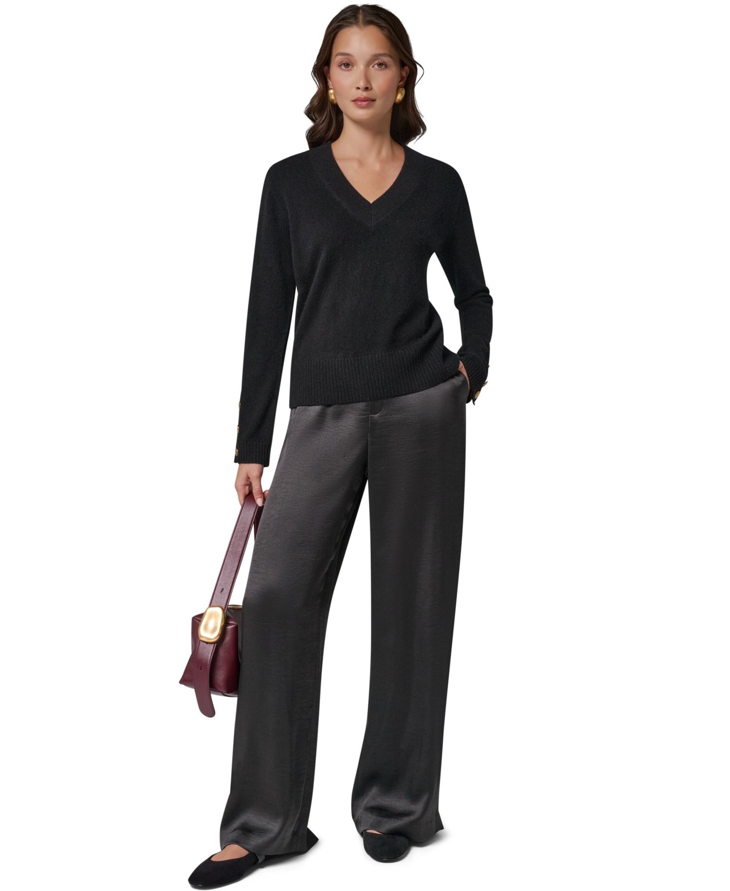 Women's Cashmere Long-Sleeve V-Neck Sweater