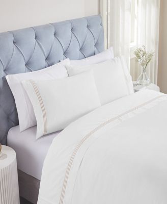 Brandon Cotton Three-Line Embroidered Deep Pocket Bed Sheet Set