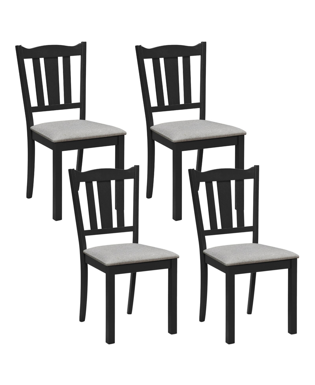 Gymax Wooden Dining Chair Set of 4 with Hollow Back and Soft-padded Cushion for Kitchen