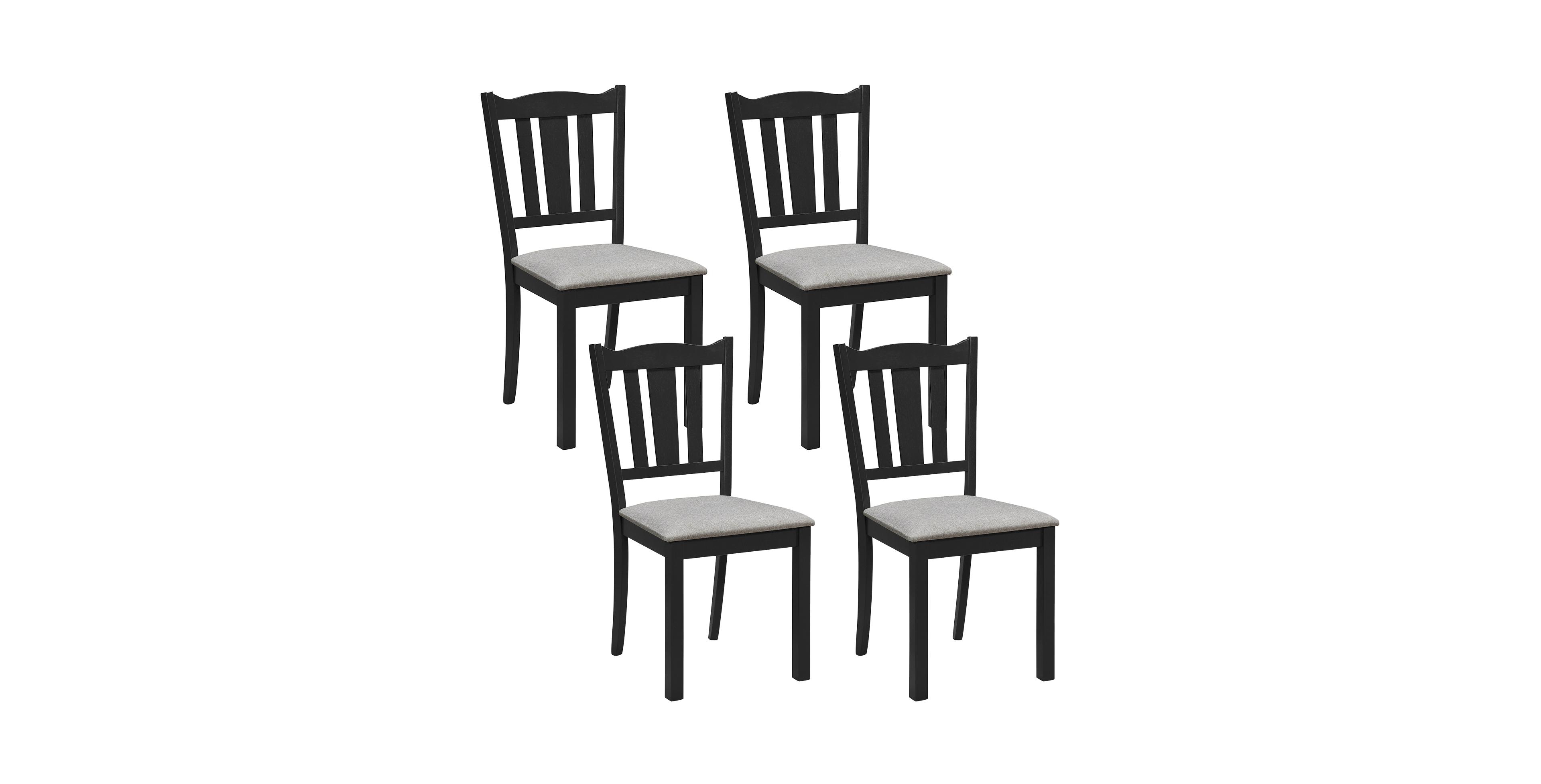Gymax Wooden Dining Chair Set of 4 with Hollow Back and Soft-padded Cushion for Kitchen