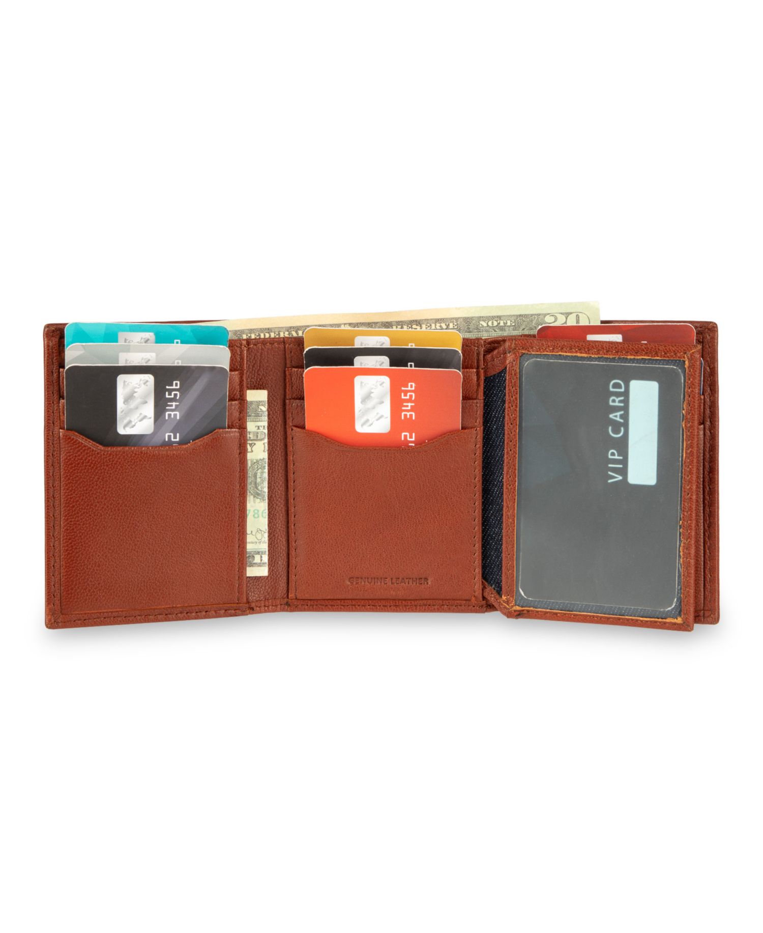 Men's RFID-Blocking Extra-Capacity Genuine Leather Trifold Wallet