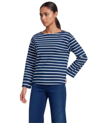 Women's Supima Cotton Breton-Stripe Boat Neck T-Shirt