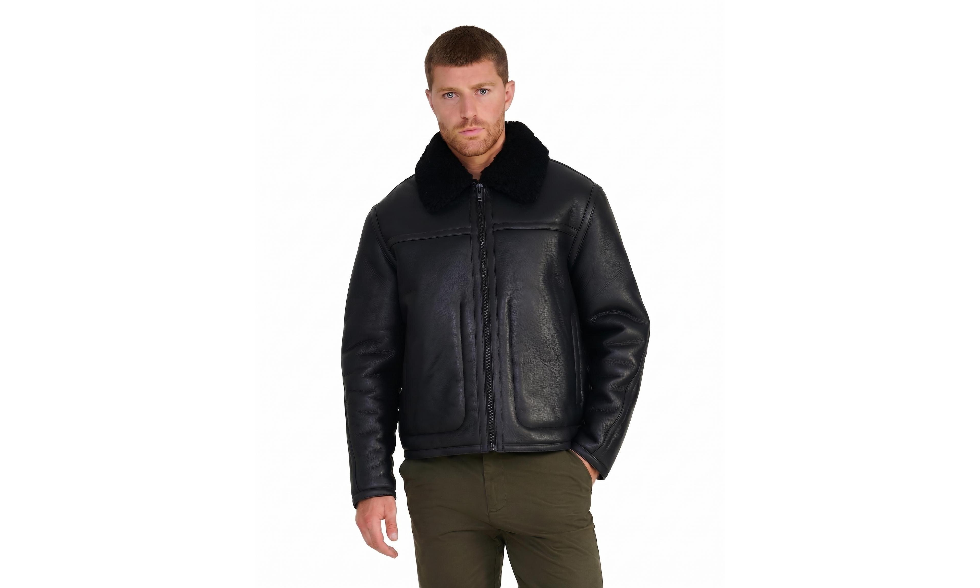 Furniq Uk Men's Landon Shearling-Lined Leather Jacket