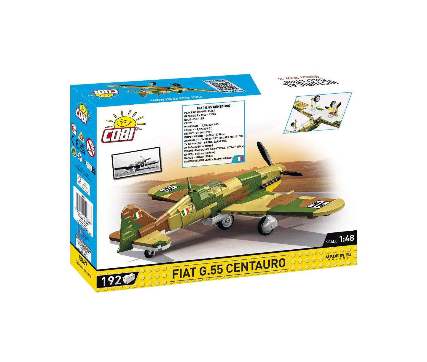 Детский конструктор COBI Wwii Fiat G.55 Centauro 192-Piece Building Set, Ages 6+, цвет: Open Miscellaneous — фото 3