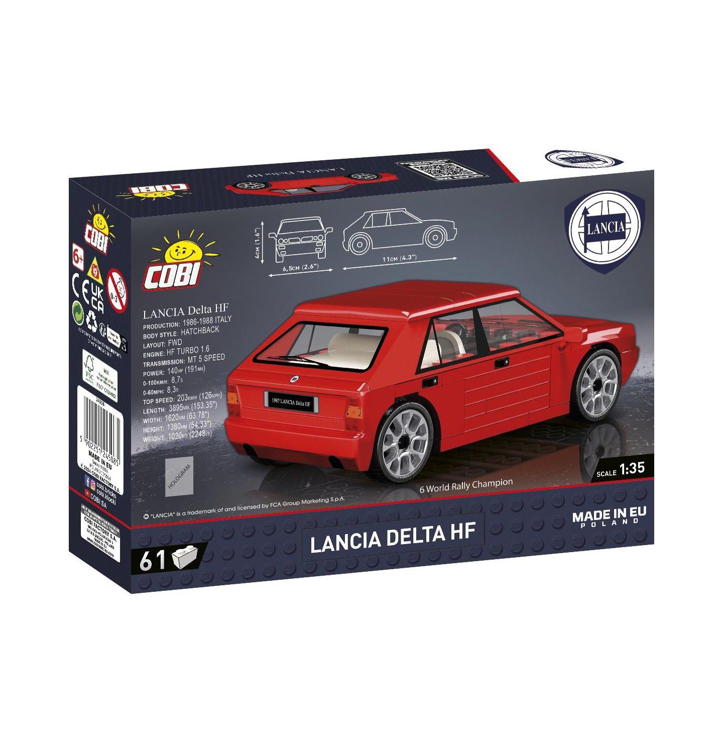 Детский конструктор COBI 1987 Lancia Delta HF 61-Piece Building Set, Ages 6+, цвет: Open Miscellaneous — фото 2